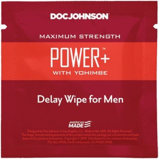 Doc Johnson Power Delay with Yohimbe Delay Wipe For Men
